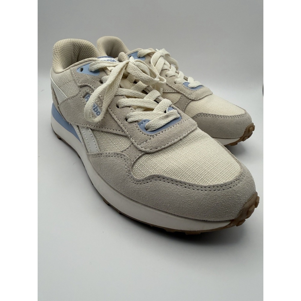 Reebok Classic Leather Lifestyle Sneakers Women's Size 7.5 Cream Beige Blue